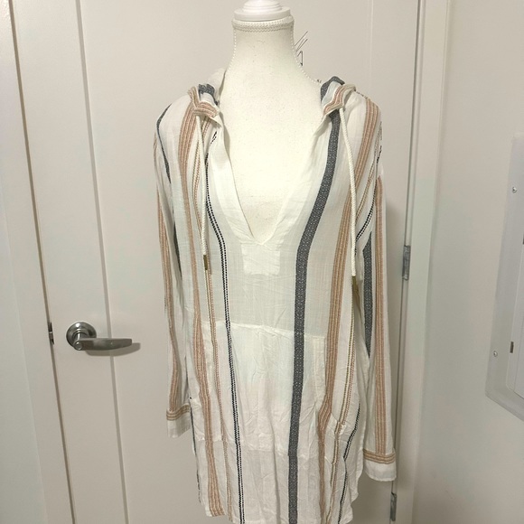 L*space coverup size medium Striped Hooded Tunic Top - Picture 1 of 6